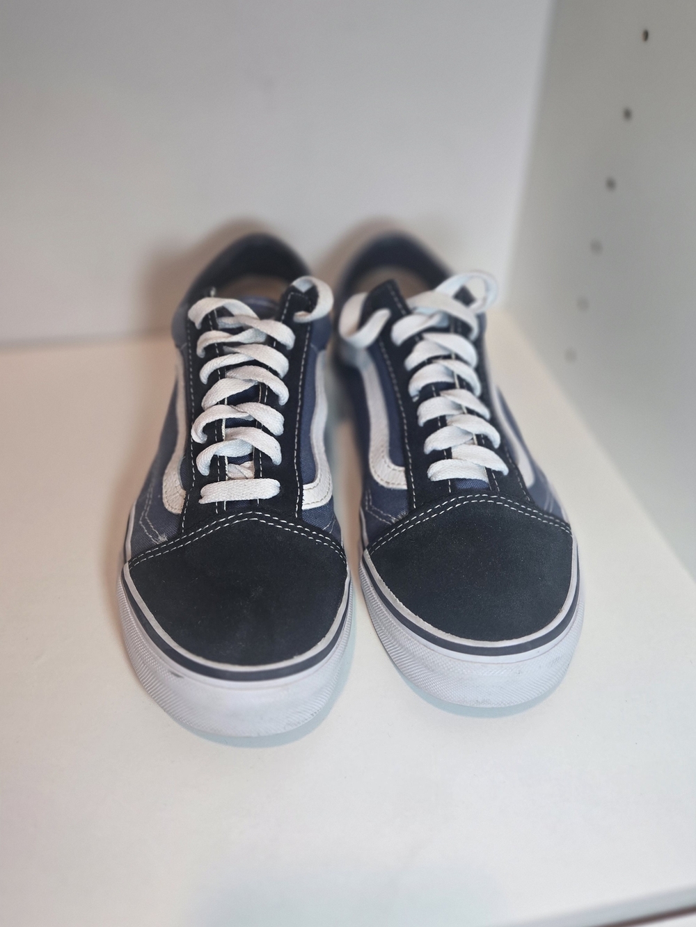 Vans Navy and White Low-Top Skate Sneakers